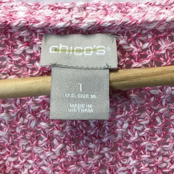 Chico's Pink Marled Cotton Linen Blend Loose Knit Sweater - Picture 6 of 9
